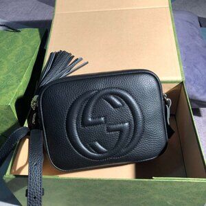Authentic Gucci Soho Disco Black Leather Small Crossbody Bag